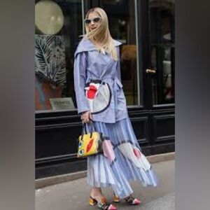 Akris-Valdemar Wink Print Taffeta Parka Jacket Periwinkle Blue Multi Size 12